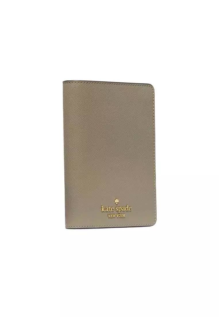 Saffiano Leather Passport Holder Oyster Shell KN778