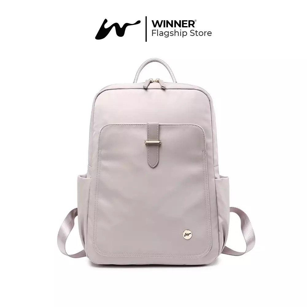 WINNER Tas Ransel Laptop 14 inch Premium Oxford Anti-Air Backpack Korean Style (T14-002) Warna Light-Pink-14-inch