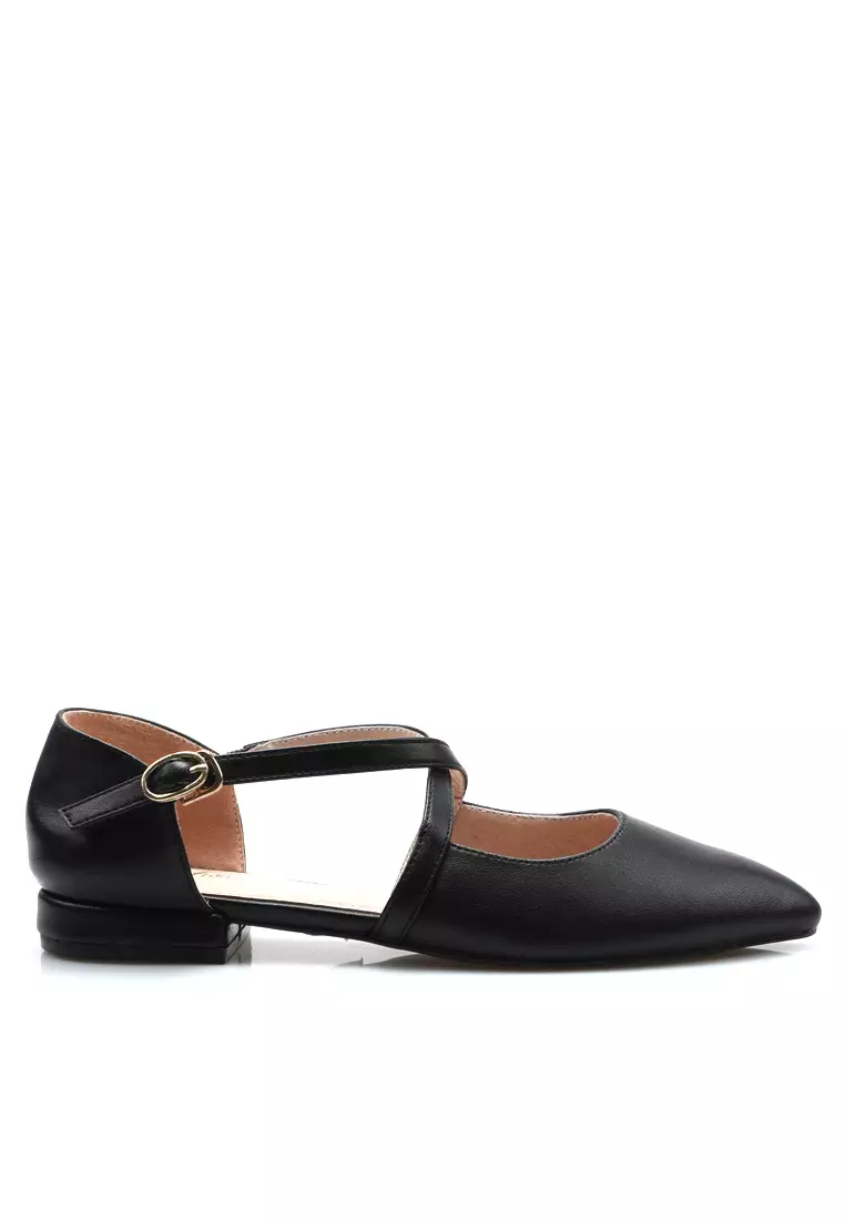 Discount on Twenty Eight Shoes  shoes - SKU: Leather Cross Strap Ballet Flats Th688-3