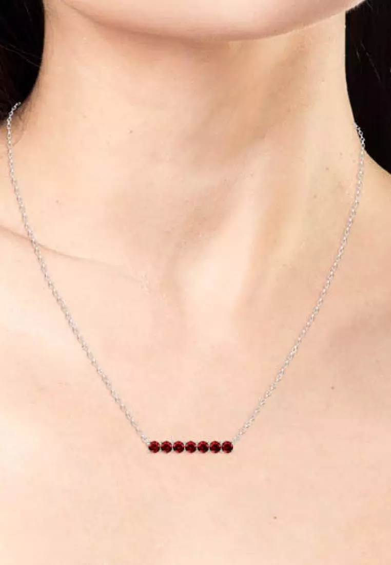 Myriad Birth Stone Pendant January Garnet WG - Kalung Crystal by Her Jewellery