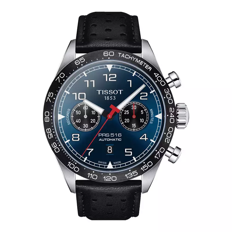 Jam Tangan Pria Tissot T Sport T131.627.16.042.00 PRS 516 Automatic Chronograph Blue Dial Black Leather Strap