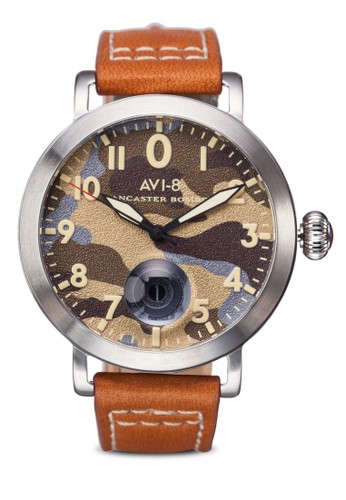 Lancaster Bomber 迷彩皮革數字圓尖沙咀 esprit錶, 錶類, 皮革錶帶