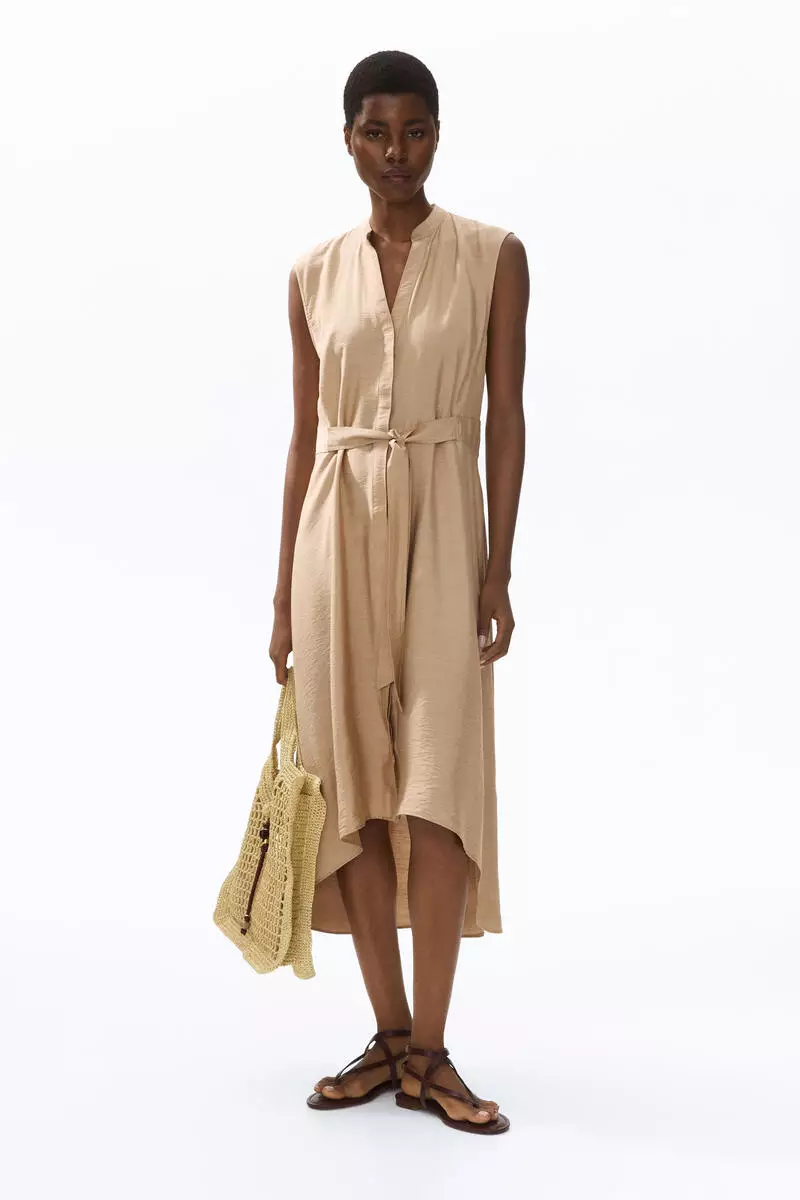 Tie-belt shirt dress