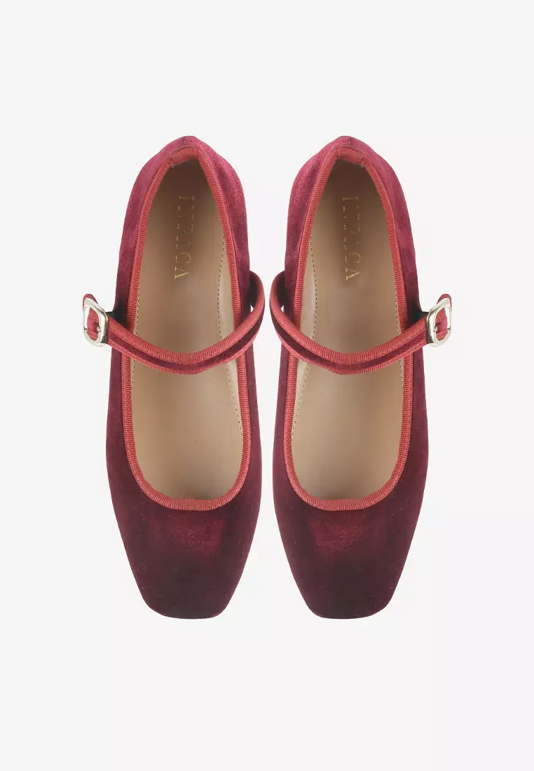 Vivienne Flat Ballerina Shoes in Red