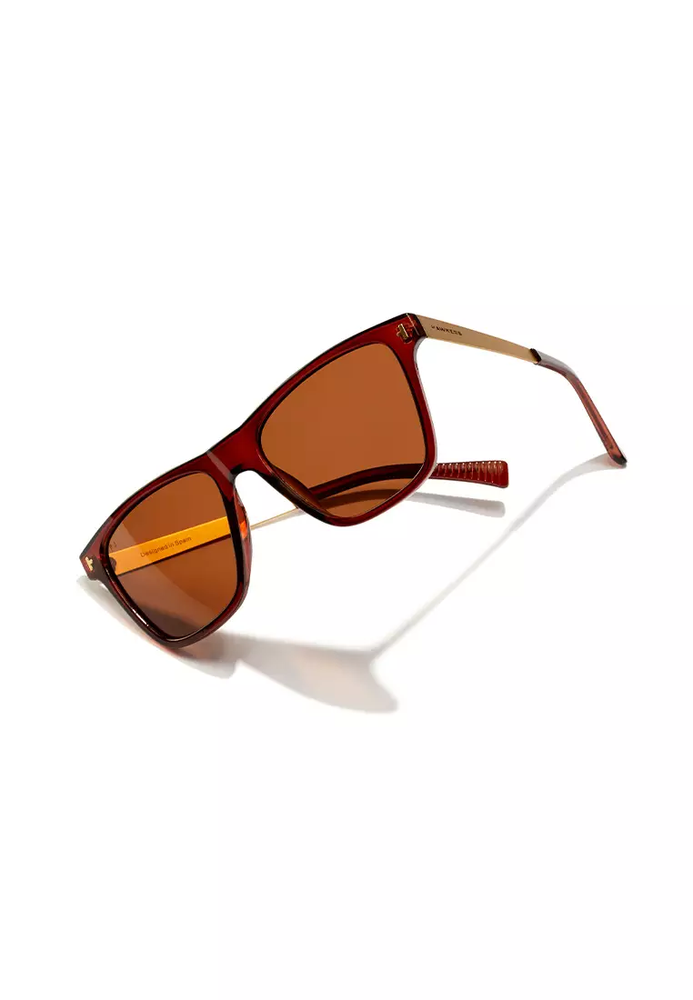 HAWKERS POLARIZED Brown ONE LS METAL Sunglasses for Men and Women, Unisex. UV400 Protection. Official Product designed in Spain