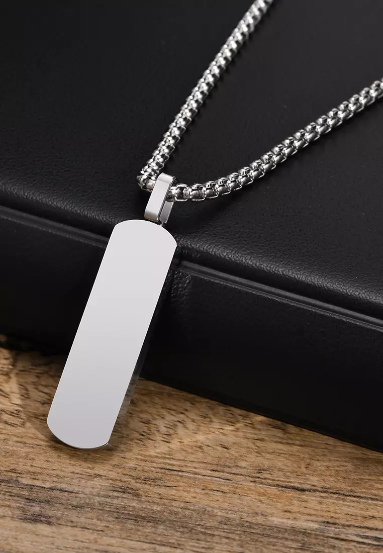 Titanium Steel Rectangular Bar Pendant Necklace JW QX-1874
