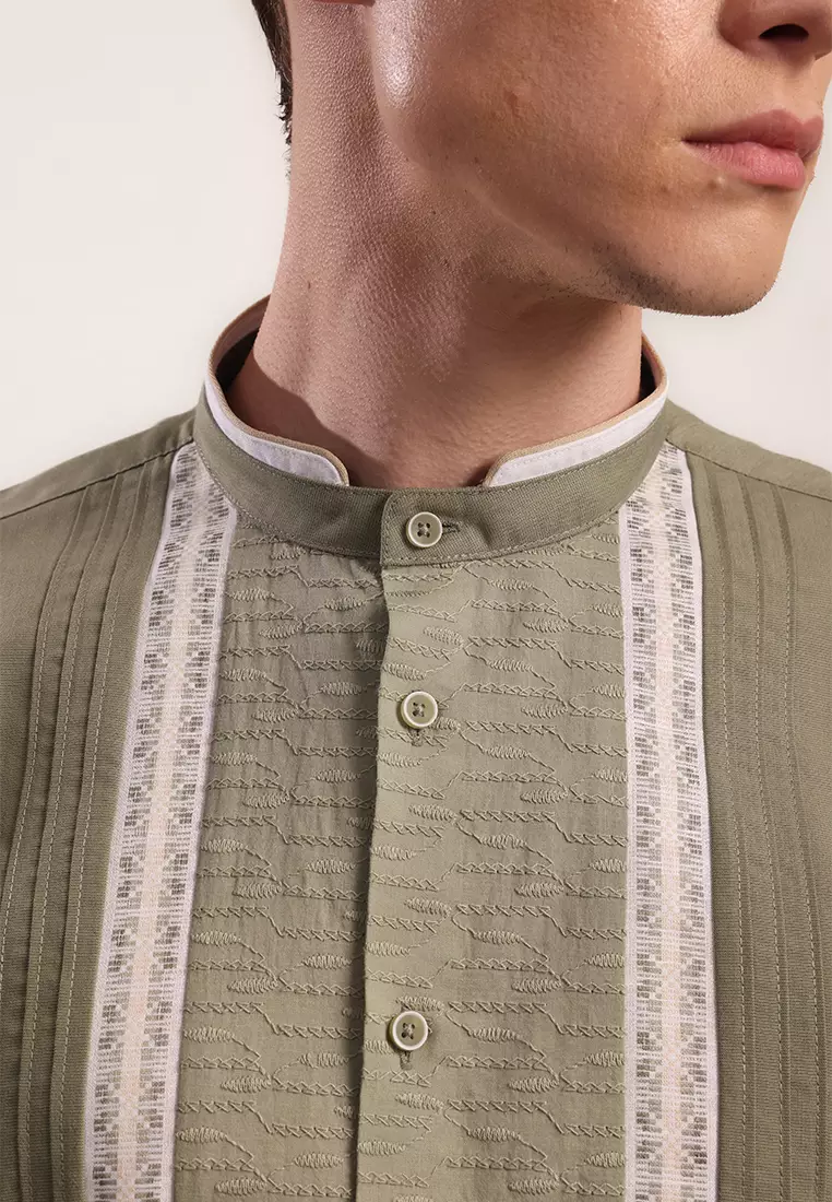 MOC Kemeja Koko Lengan Panjang Pria Jannah - Olive