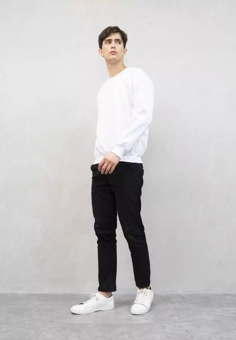 sweater basic lengan panjang baju sweater tebal putih