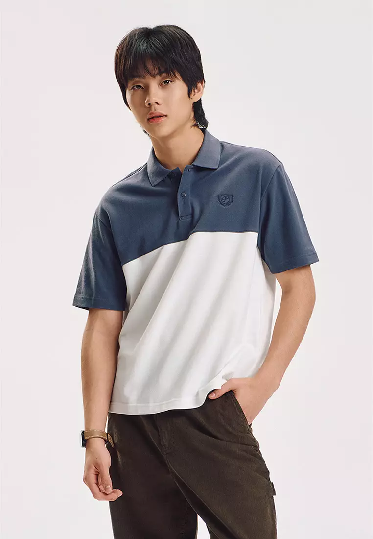 Relaxed Fit Polo with Color Block
