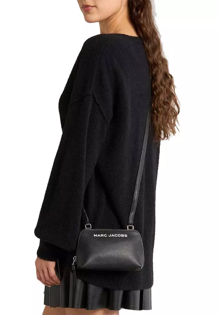 Bold Grind Leather Small Crossbody Pouch Black 4F4SMN001S01