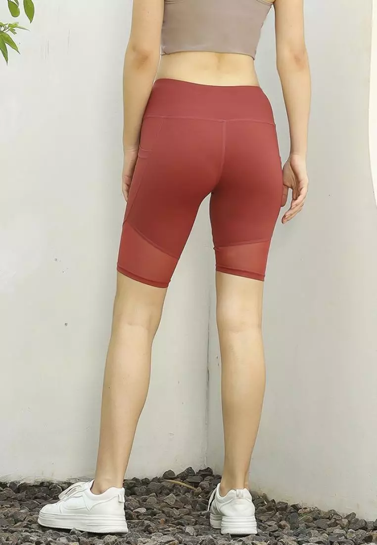 Fitwear - Celana / Legging Pendek Olahraga MARGO DRYFIT KNEE MESH - BRICK