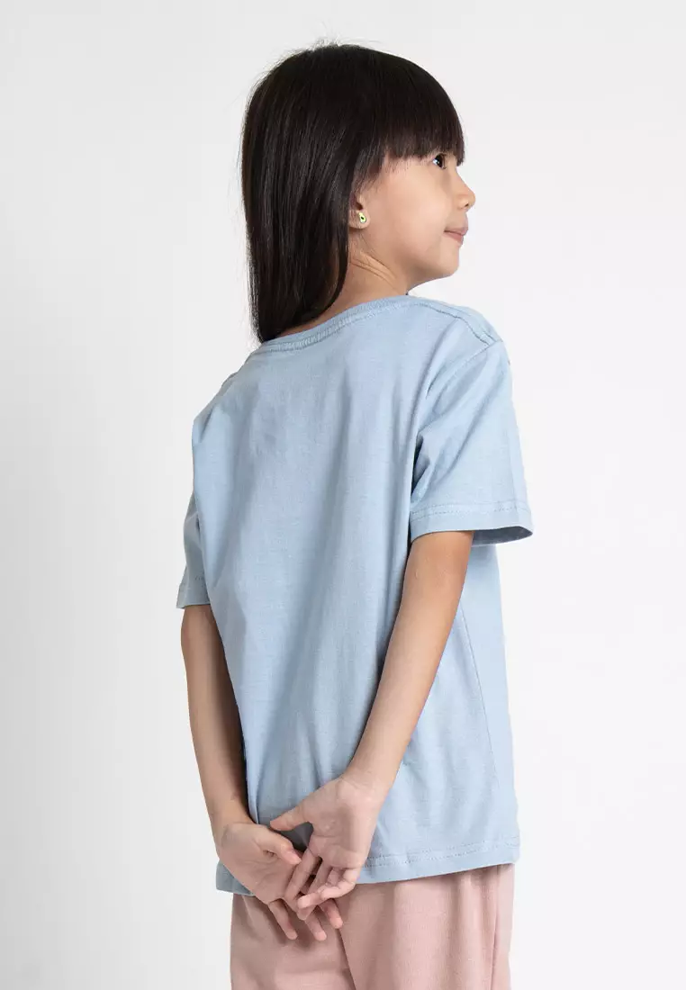 Forest Kids Unisex 100% Cotton Short Sleeve Plain Tee Boy Girl T Shirt Kids - FK2052 - 36DkGreyBlue