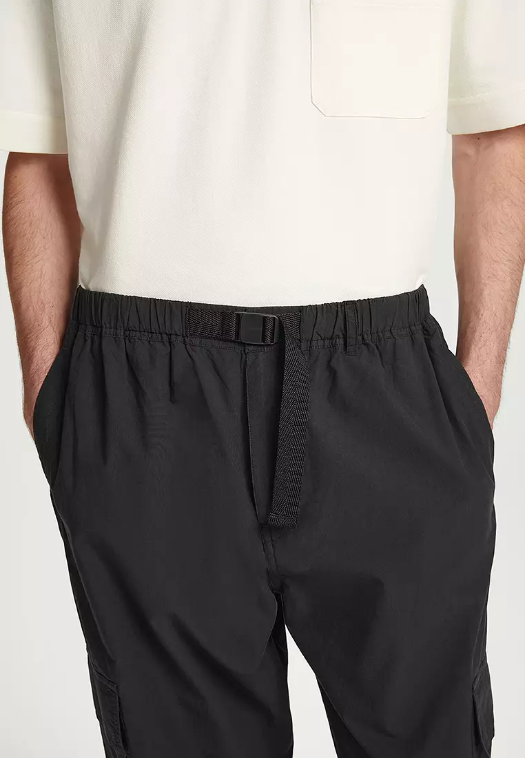 Belted Technical Cotton Cargo Trousers