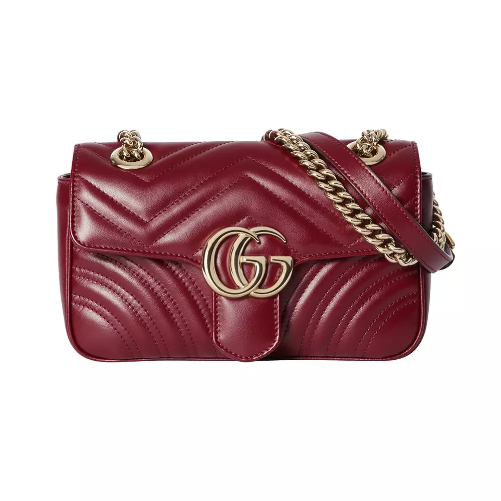 Jual Gucci GG Marmont Small Shoulder Bag Rosso Ancora with Ivory