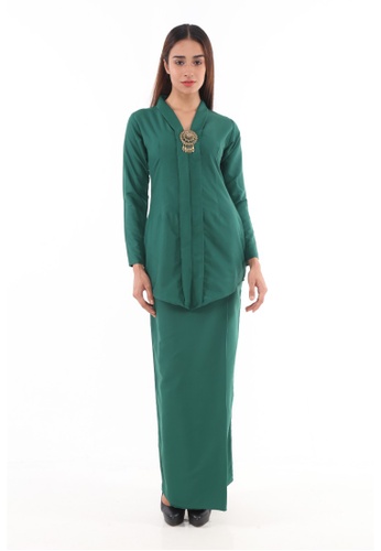 baju kurung lime green