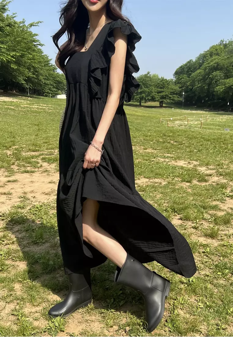 Summer temperament sweet square neck dress CA25032740BK