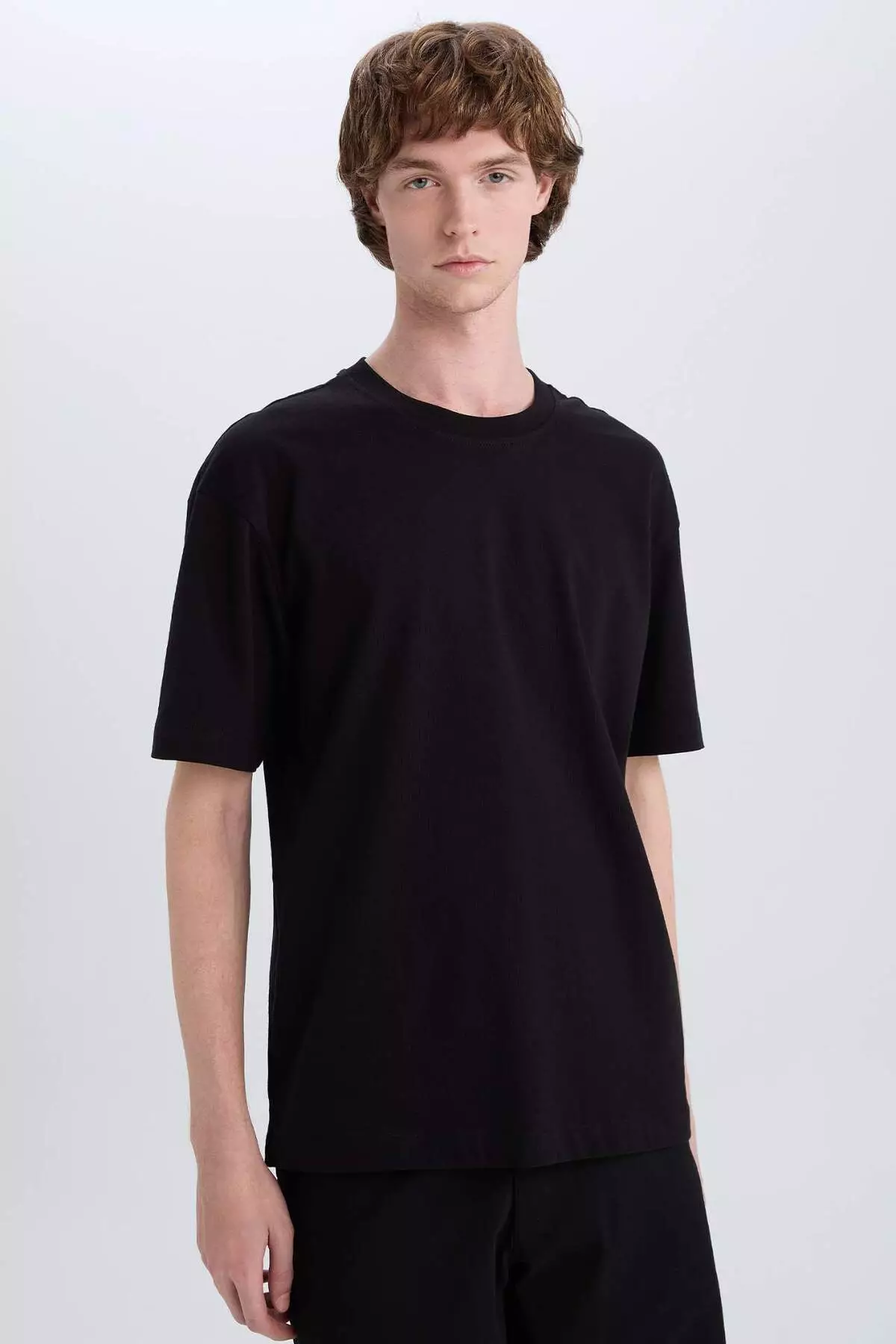 100% 棉 寬鬆闊管圓領基本款淨色短袖T恤 E6885Axns