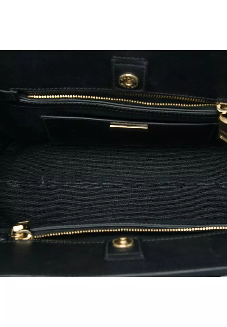 Pre-Loved Prada Bicolor Saffiano Trimmed City Calf Double Zip Satchel