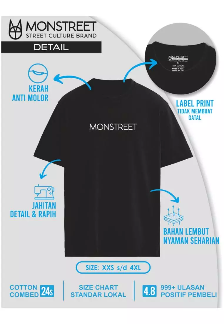Monstreet Kaos Katun Combed 24S Grafis Reguler Fit Hitam Tshirt UTR289 Cotton Combed 24S Graphic Tshirt Regular Fit Black Tshirt Unisex
