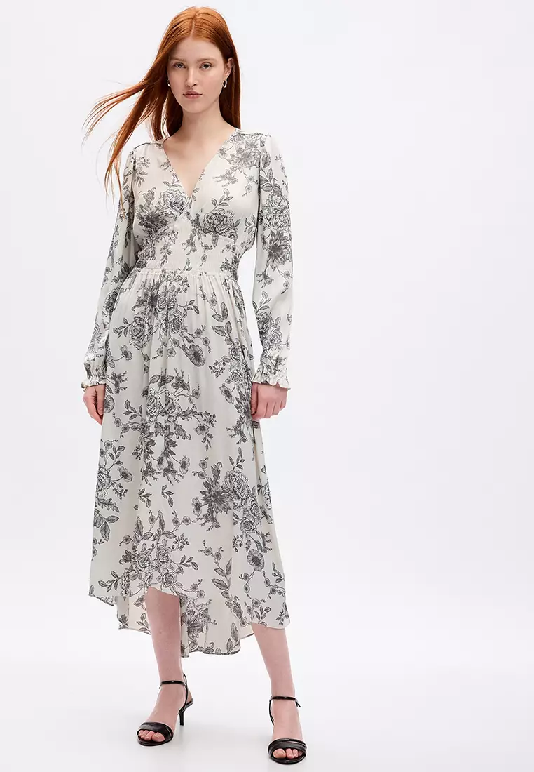Shop Aerie Flutter Smocked Maxi Dress online