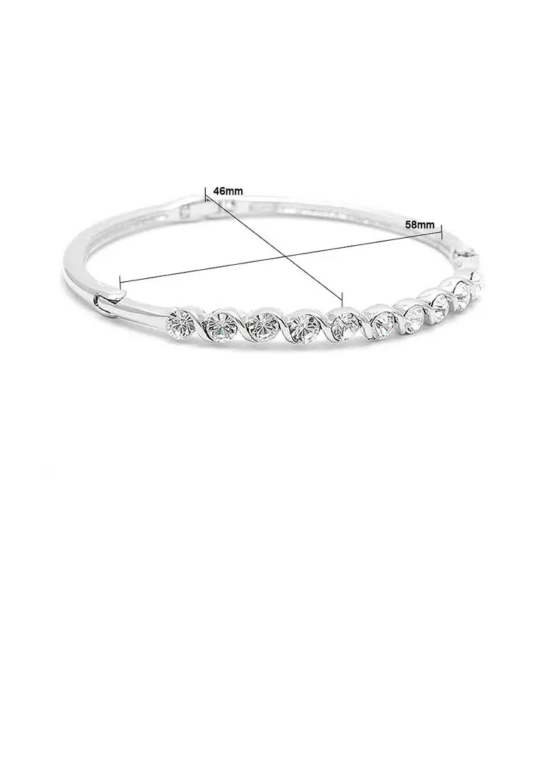 Elegant Bangle with Silver Austrian Element Crystals