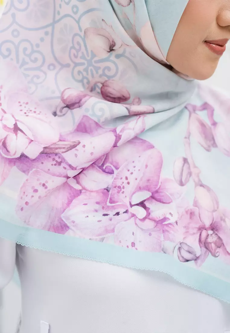 Orchidz Signature Square Voile Scarf Hijab Premium Wanita Tiffany Aqua