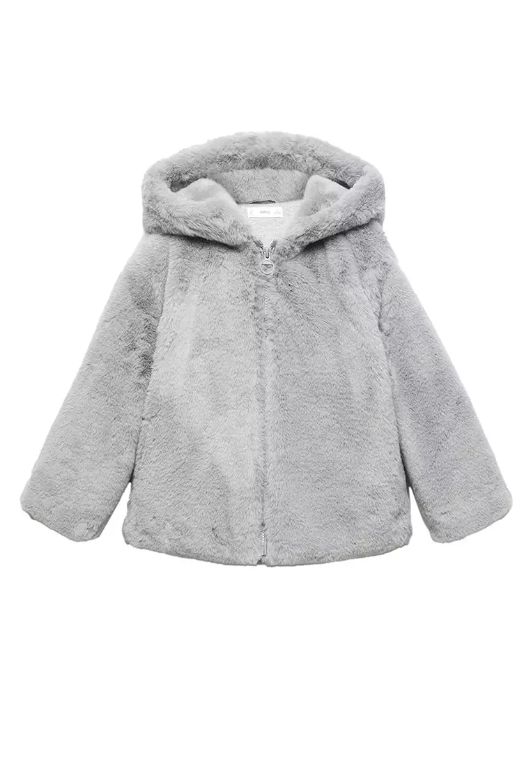 Mango hooded faux fur on sale coat