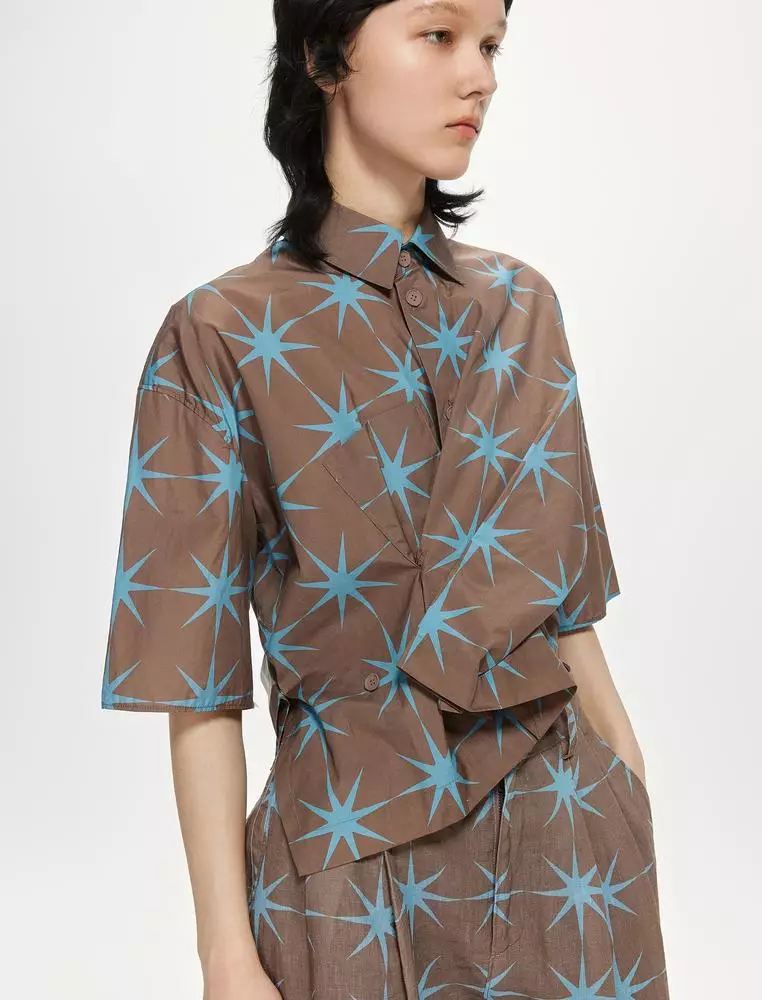 Loose Star Pattern Everyday Casual Short Sleeve Shirt