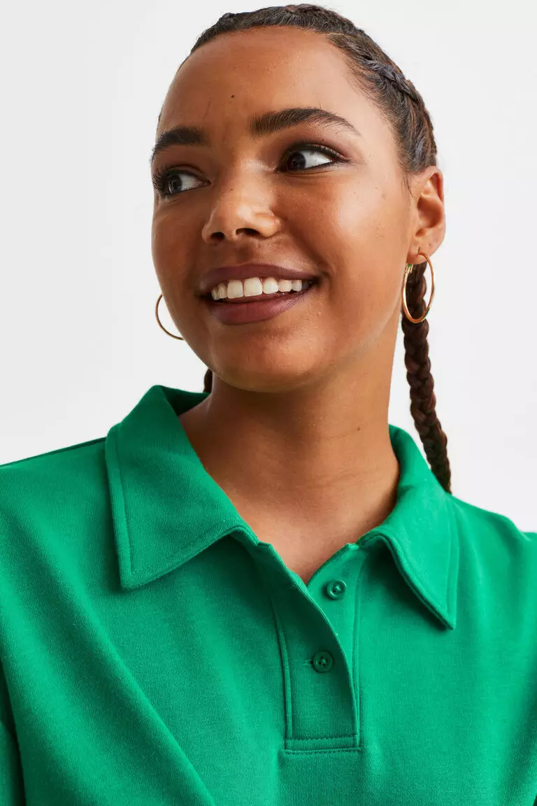 Jual H&M Cropped rugby shirt Original 2024 ZALORA Indonesia