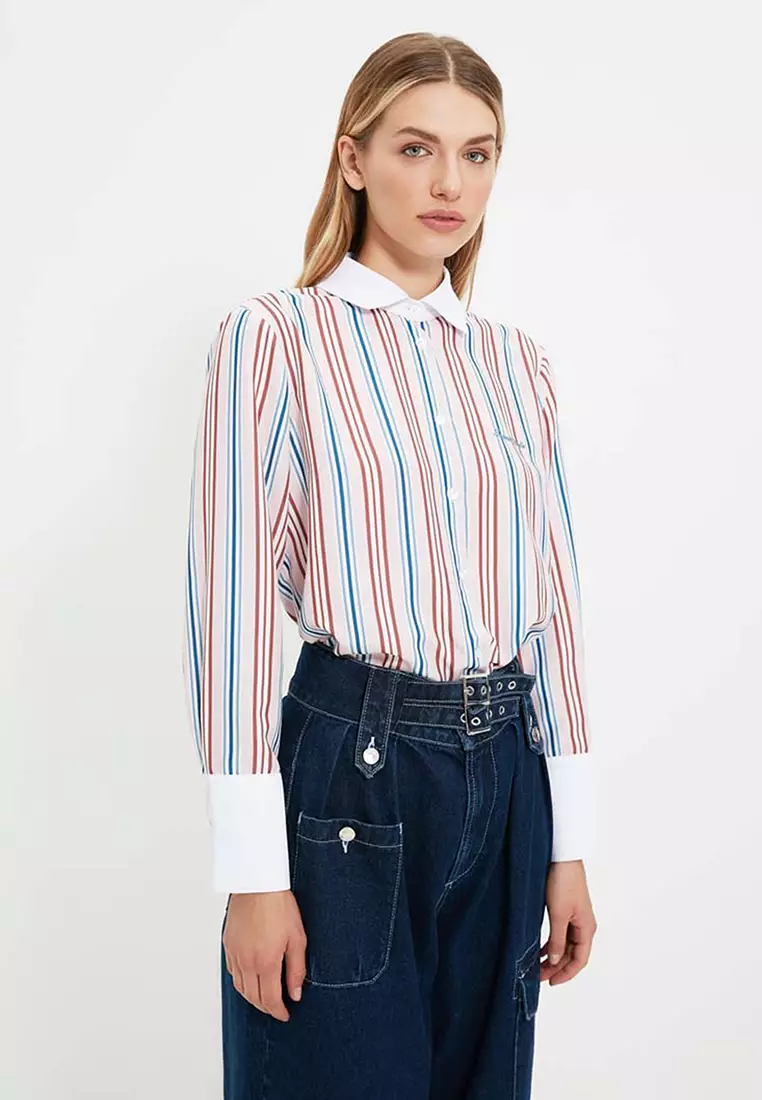 Shirt with Stripes and Embroidery