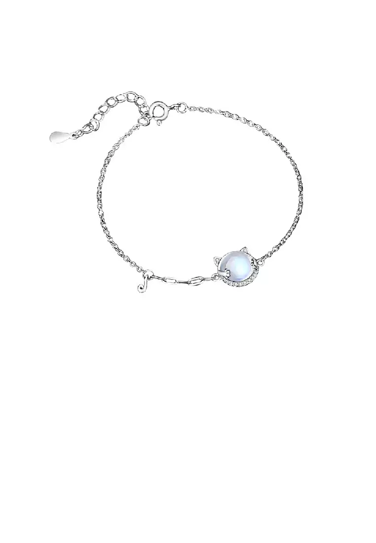 925 純銀可愛甜貓月光石手鍊