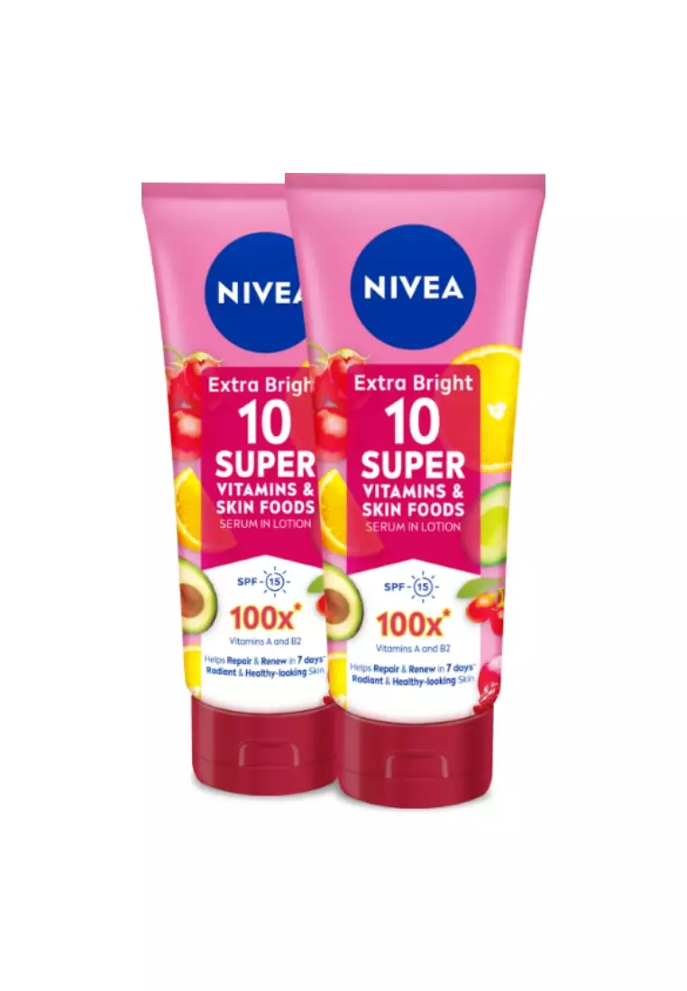 PACK OF 2 Body Extra Brightening Super 10 Vitamin Serum Lotion, with Niacinamide, 320ml