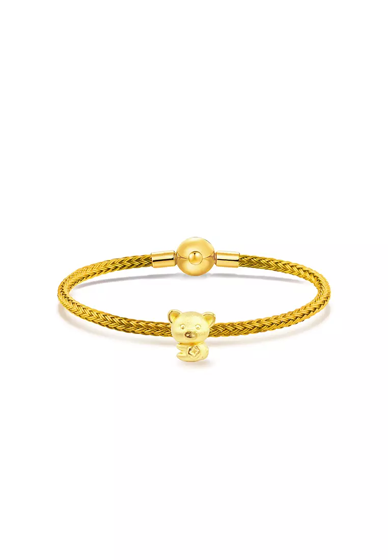 THE Mix Collection 999.9/24K Pure Gold 12 Zodiac Charm Gold Steel Wire Clasp Bracelet Set L1-B650L