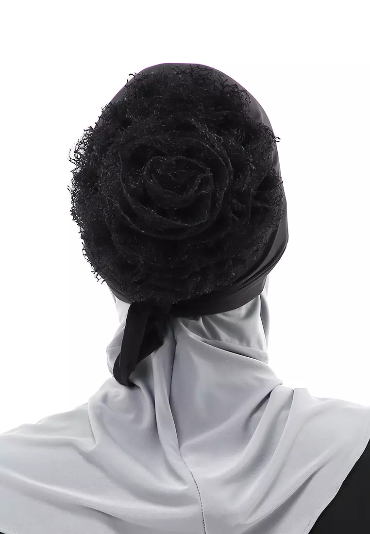 Irna Inner Ciput Muslimah Wanita Motif Polos Relaxed Fit - Black