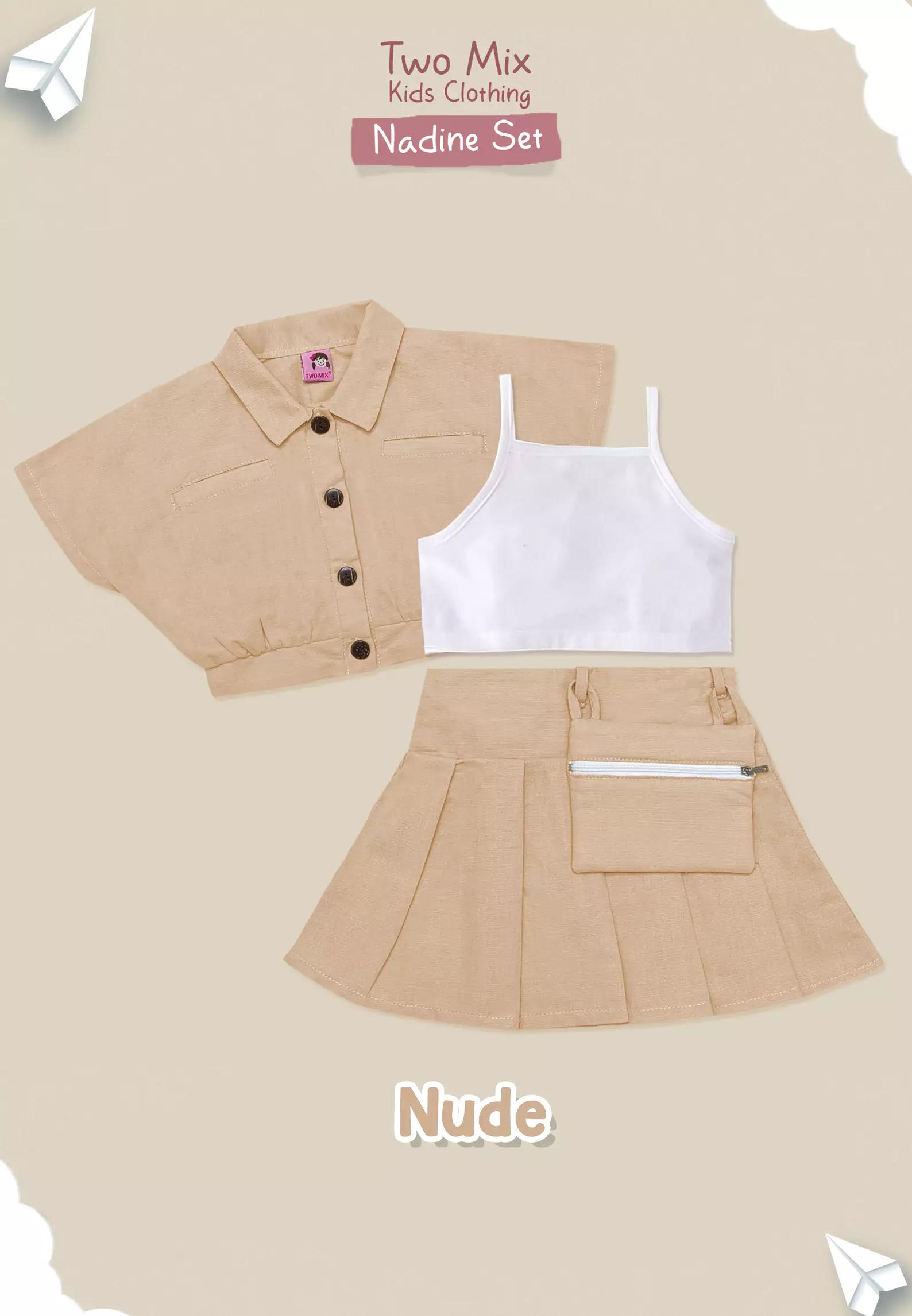 Two Mix - Nadine One Set Baju Setelan Anak Perempuan Lucu 1-6 Tahun 4386 Nude