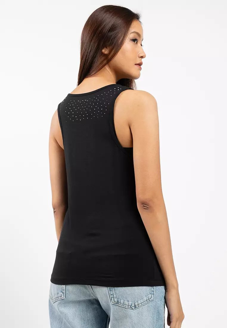 Women's Bling H-D® Slow Burn Notch Neck Tank - Harley Black