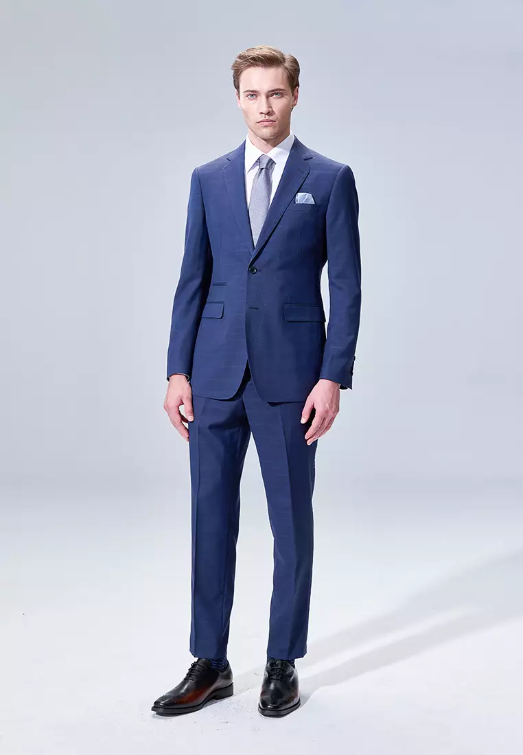Midnight Blue Check Slim Suit