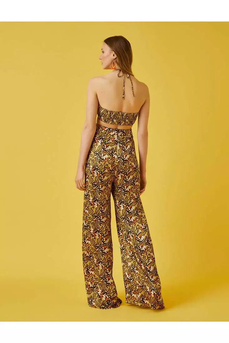 Halter Neck Patterned Jumpsuit
