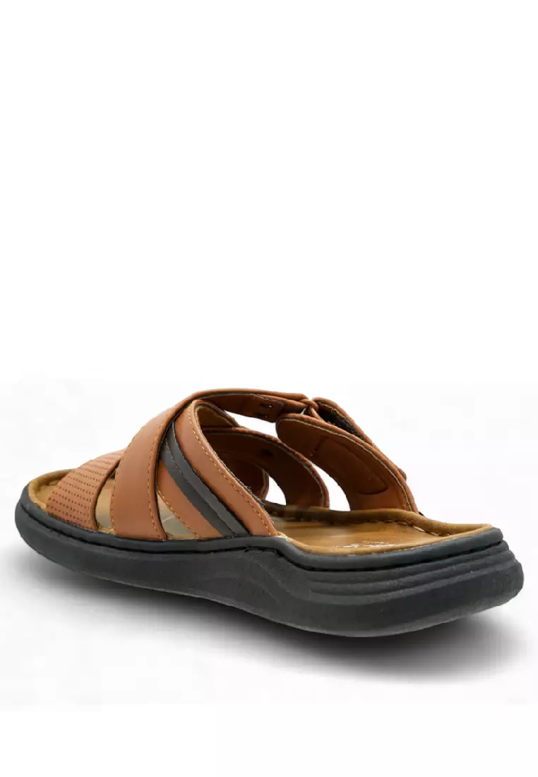 Men Slip On Faux Leather Classic Casual Sandals - 250141251