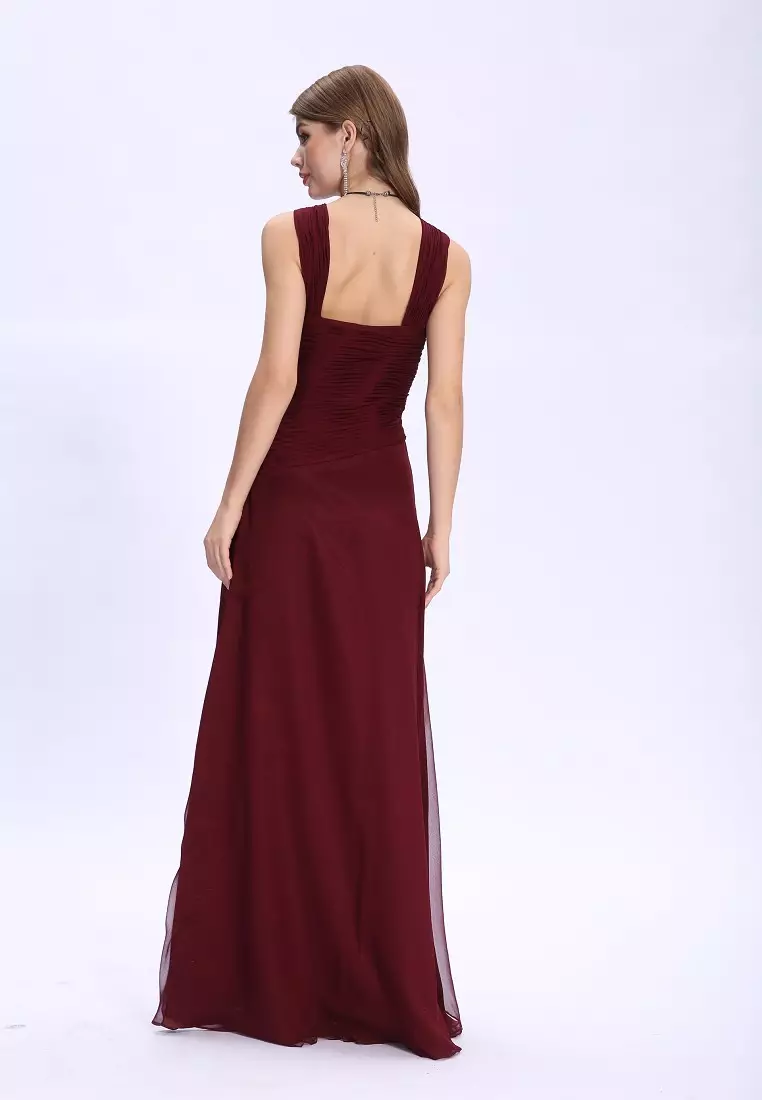 優雅風格真絲雪紡晚禮服