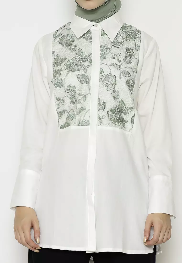 Urban Exchange Miranda Green Shirt - Atasan Tunik Kemeja Hijau Warna Green