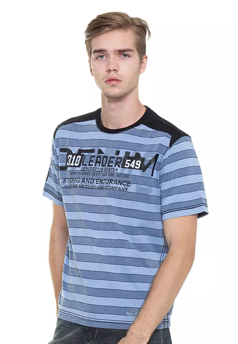 LGS - Slim Fit - Kaos Fashion - Salur - Biru - JT.323.M1648F.J.C.G