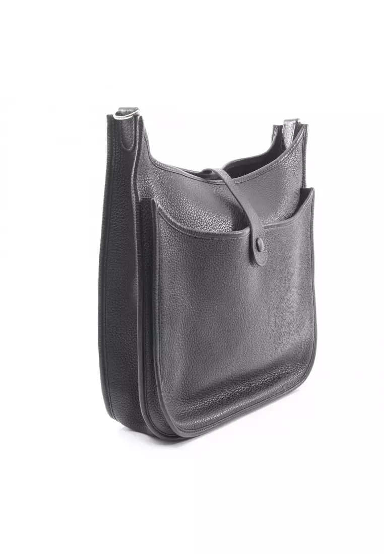 Pre-Loved Hermès Evelyn 3 Troyes GM Shoulder bag Clemence leather black silver hardware □Q stamp