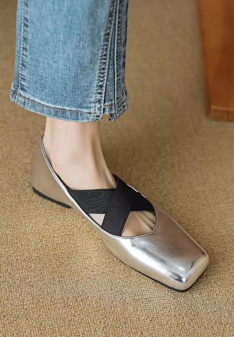 Cross Strap Square Toe Ballerinas WW8929-3