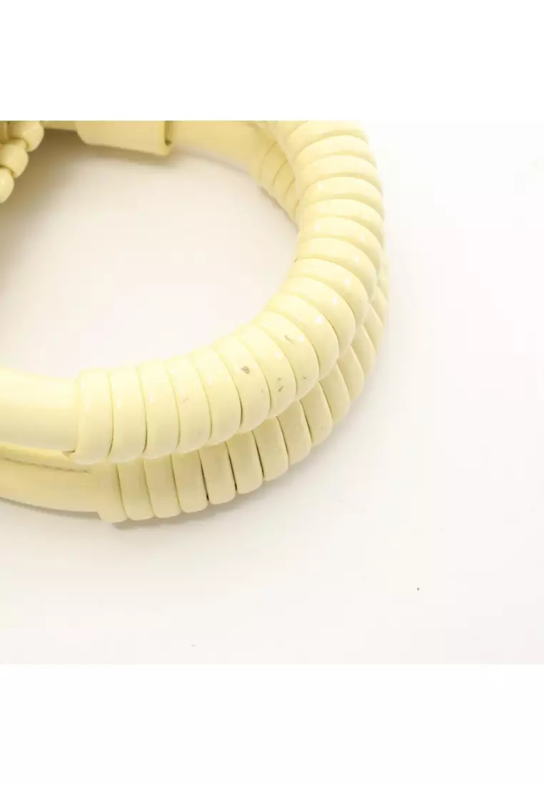 Pre-Loved BALENCIAGA BISTRO XS bistro basket bag 2WAY Handbag tote bag enamel Light yellow