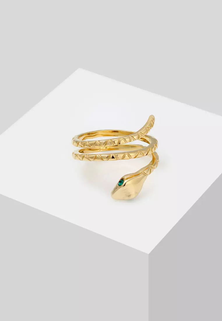 施华洛世奇® 水晶装饰镀金蛇形戒指