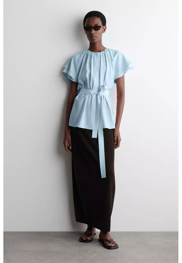 LAYERED BELTED BLOUSE