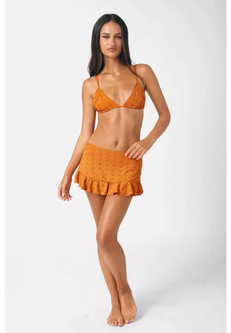 Cynthia Triangle Bikini Top / Caramel Eyelet
