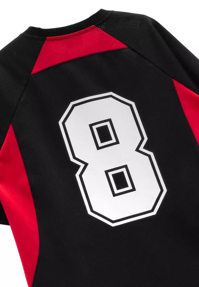 DRUM S. Lucky 8 Patch Reflective Raglan Oversized Tee- Black