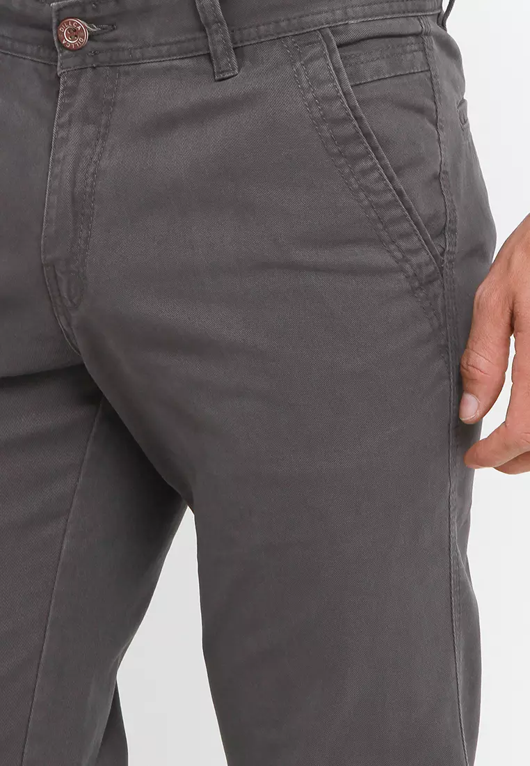 Dillca X Batik Rizqina Celana Panjang Chinos Slimfit Dark Grey